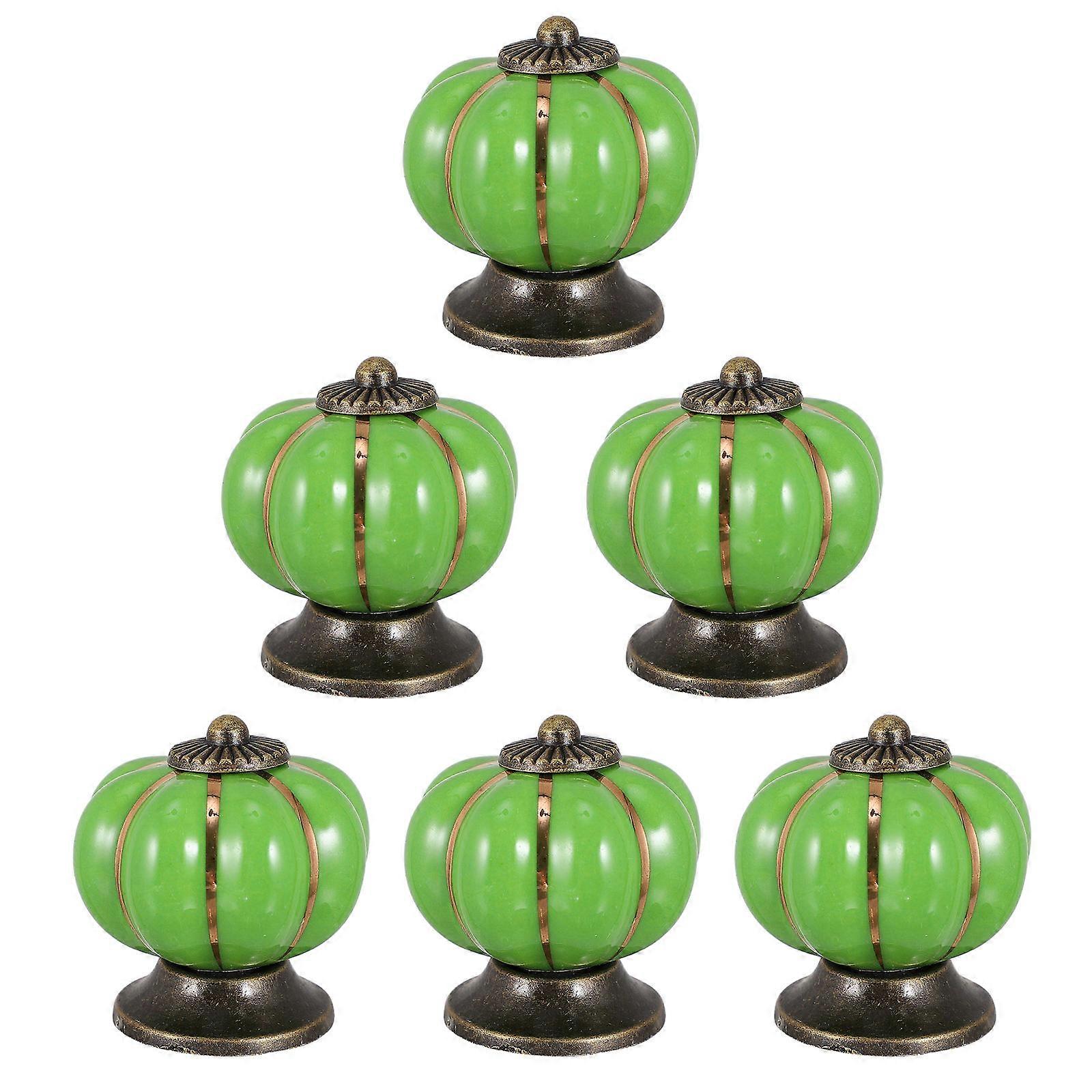 Unique Cabinet Handles Ceramic Furniture Handle Accessory Multi-function 4X4X4CM Pumpkin Shape 6Pcs DIY Enthusiasts