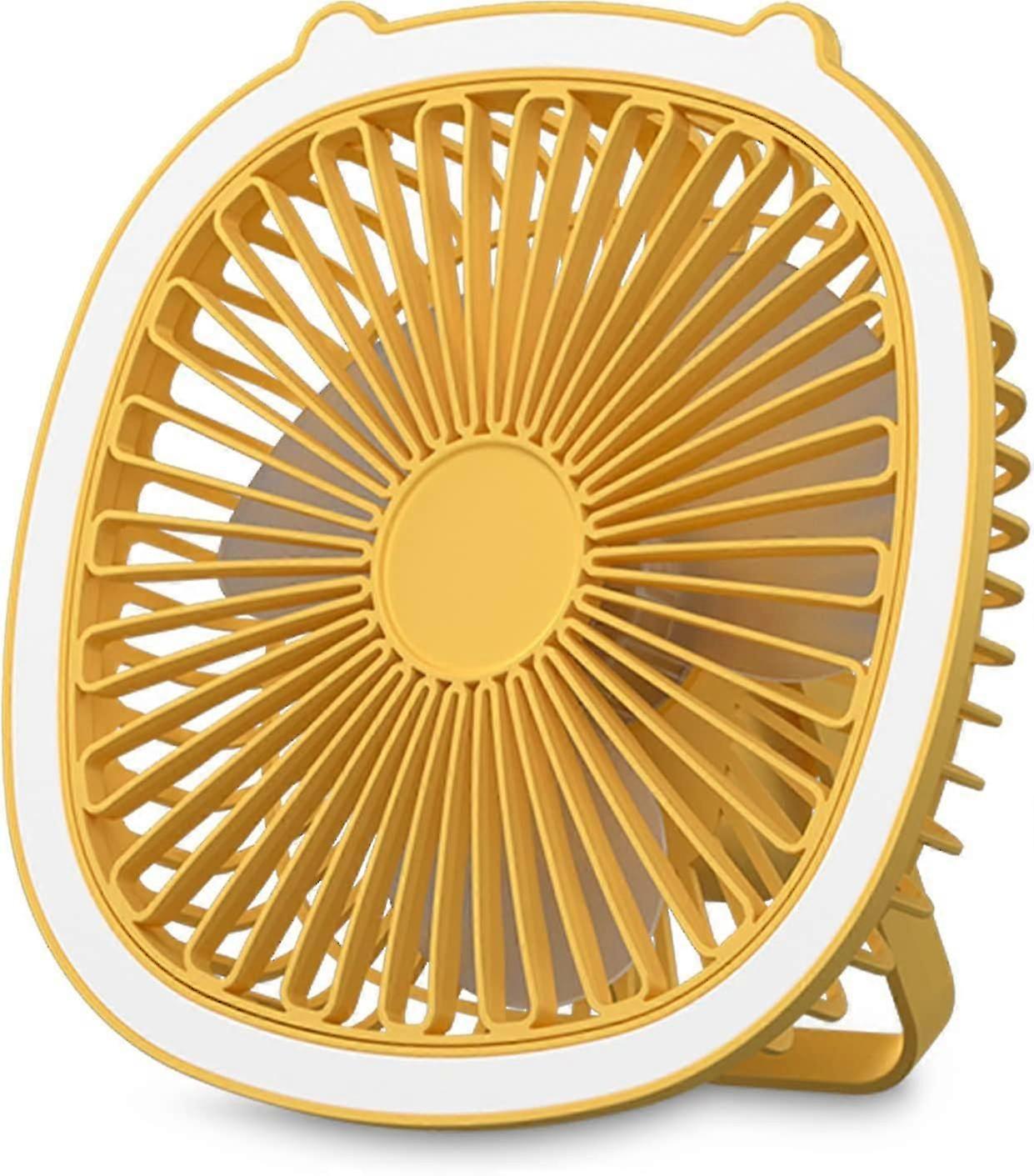 Compact USB Desk Fan with LED Light - 3 Speed Settings for Home & Office Use