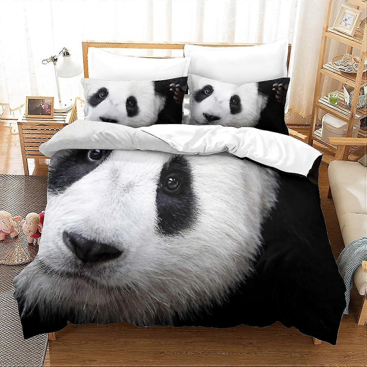 Panda 3 Piece Soft Duvet Cover Set with Pillowcase and Zipper Closure, Allergy-Proof Bedding Suitable for Everyone