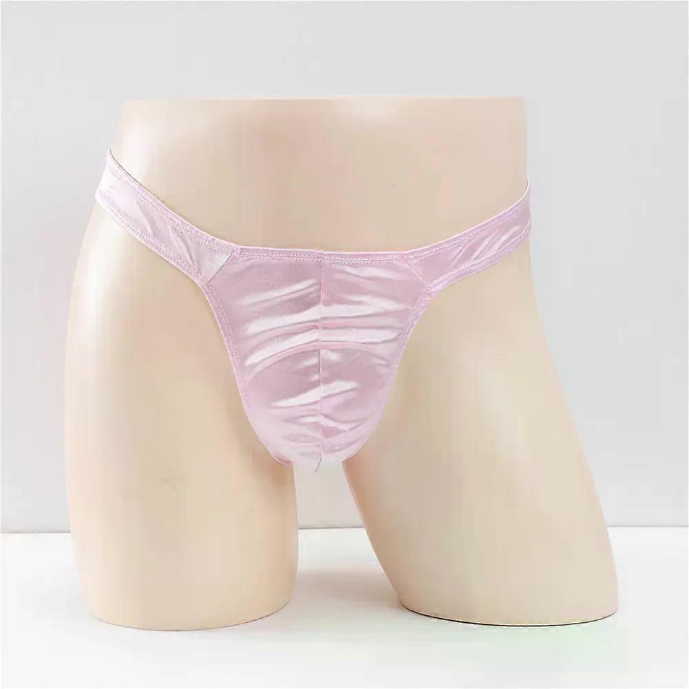 Men Erotic T Back Thong Shiny Glossy Bright Color Bulge Pouch G-string Gay Low Rise Tangas Elastic Stage Performance Bikini