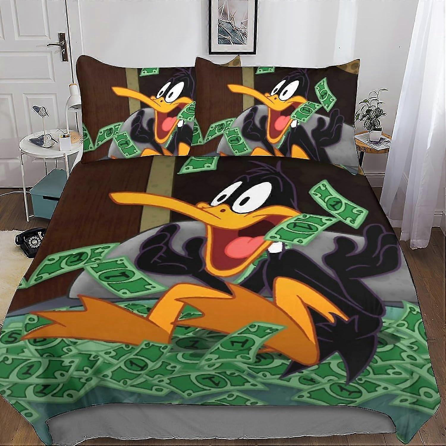 Cute Anime 3D Digital Print Duvet Cover Bedding Set, 3 Pieces, Includes Matching Pillowcase with Zipper Closure