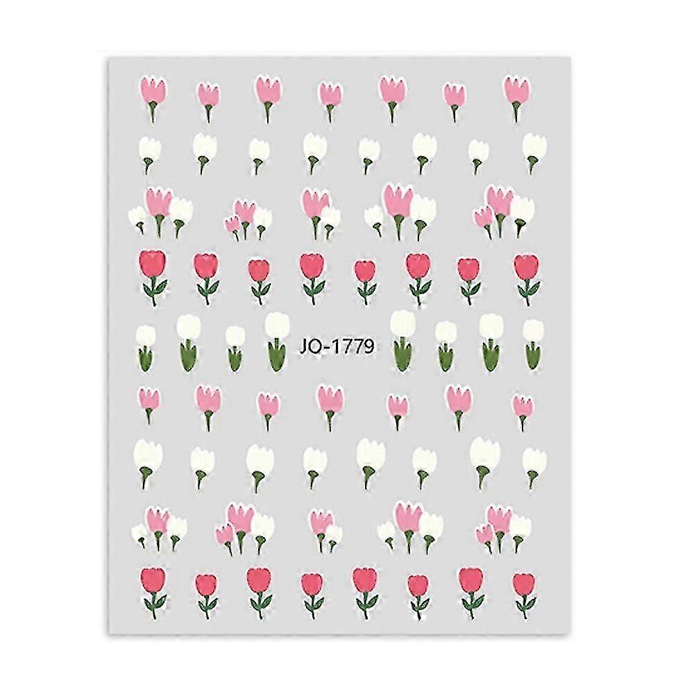 春のチューリップの花のネイルステッカー英国のネイルアート愛好家のための3D自己接着デザイン