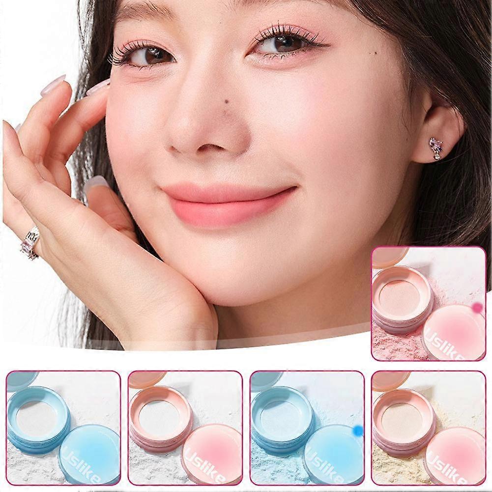 C01# Transparent Color (A) $USLIKE Small Jelly Loose Powder Setting Powder Long-lasting Double Grid Not Easy to Remove Makeup Oil Control Concealer