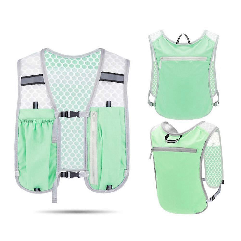 Lightweight hydration backpack, running backpack with multiple pockets, vest for hiking, trail running, cycling, green