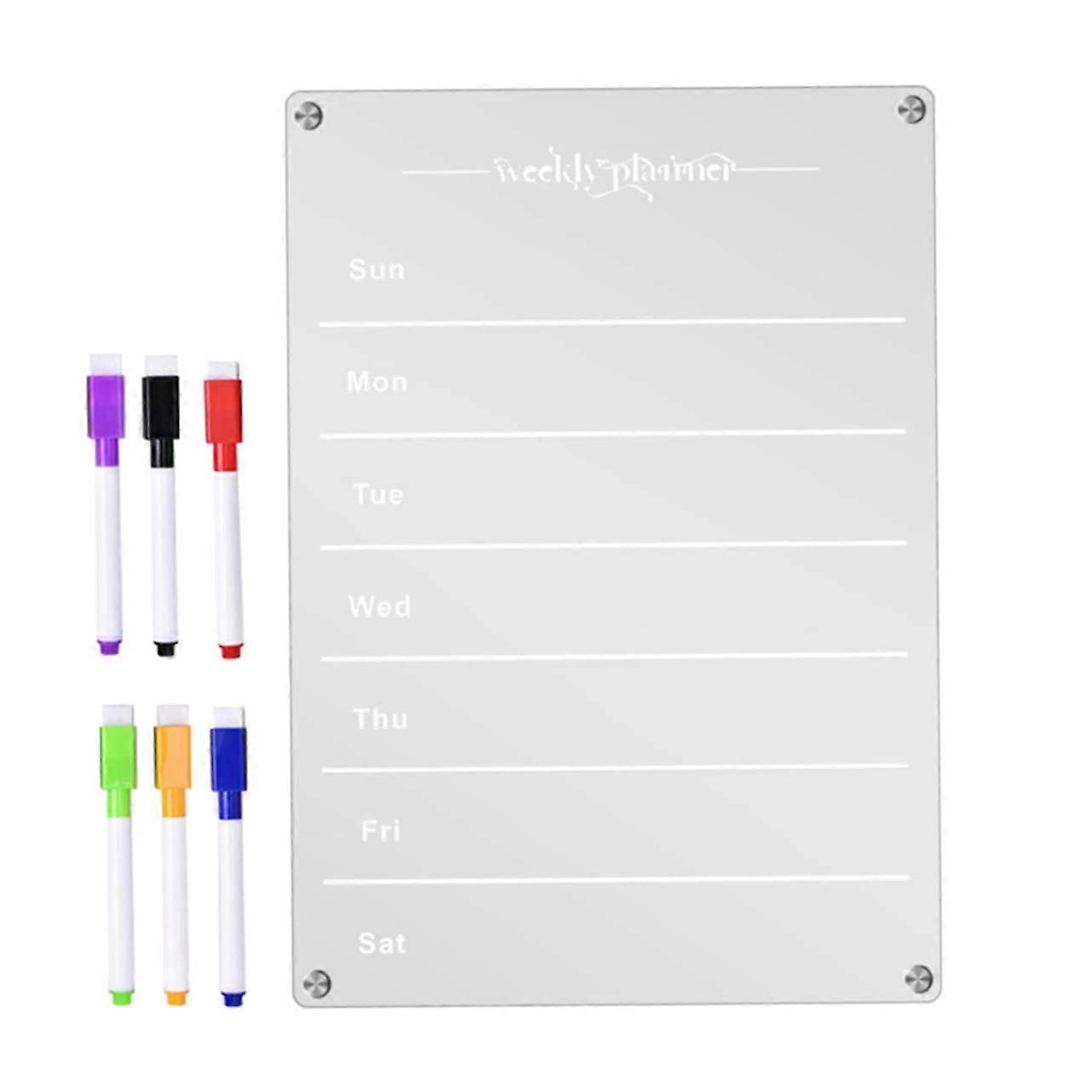 Magnetic Planning Board 1-Set Fridge Weekly Planner, Reusable Writable Erasable Whiteboard, Marker Friendly To-Do Lists