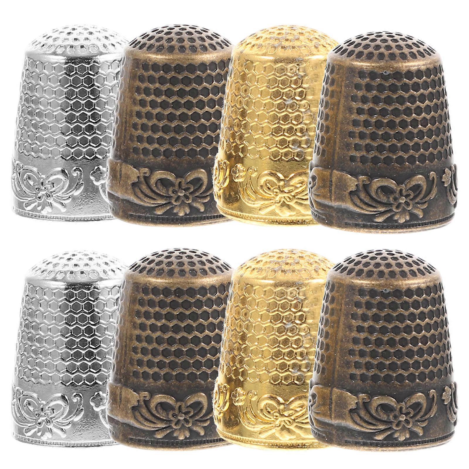 8pcs Vintage Copper Sewing Thimbles, Durable Finger Protectors for DIY Crafts, Embroidery, and Knitting – Lightweight, Portable, Elegant Design,