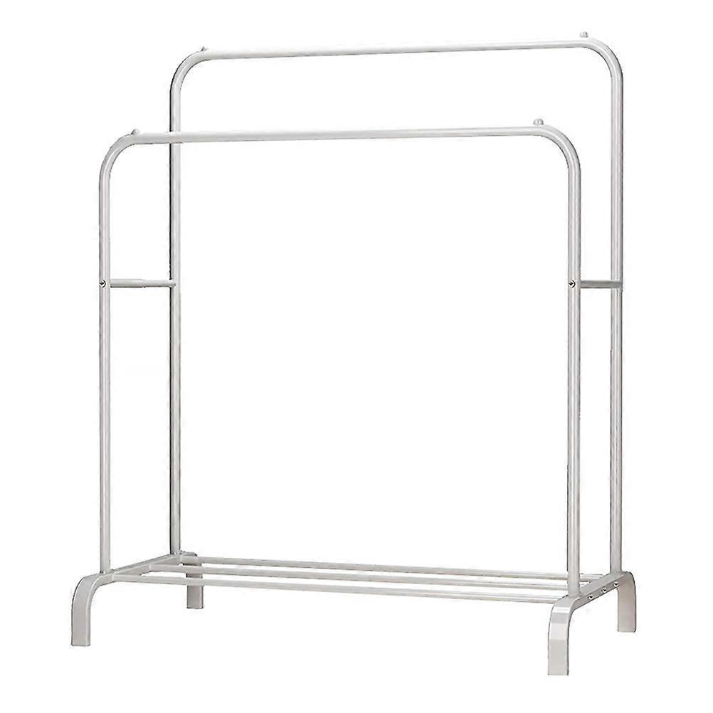 Laundry Hanging Rack Clothes Stand Balcony Drying Double Pole Design White 150x110cm Drying Clothes 1Pcs