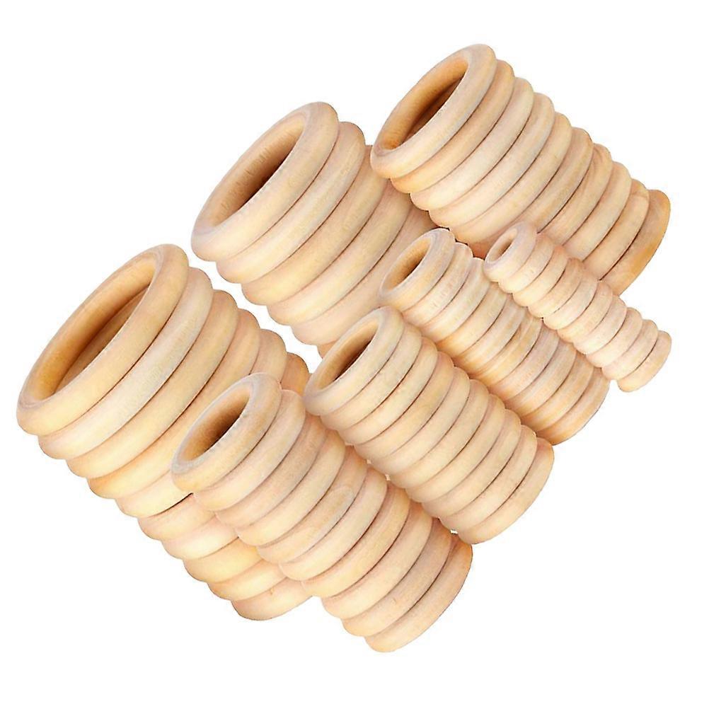 100pcs Solid Wooden Rings for Crafts Pendant Curtain Connector
