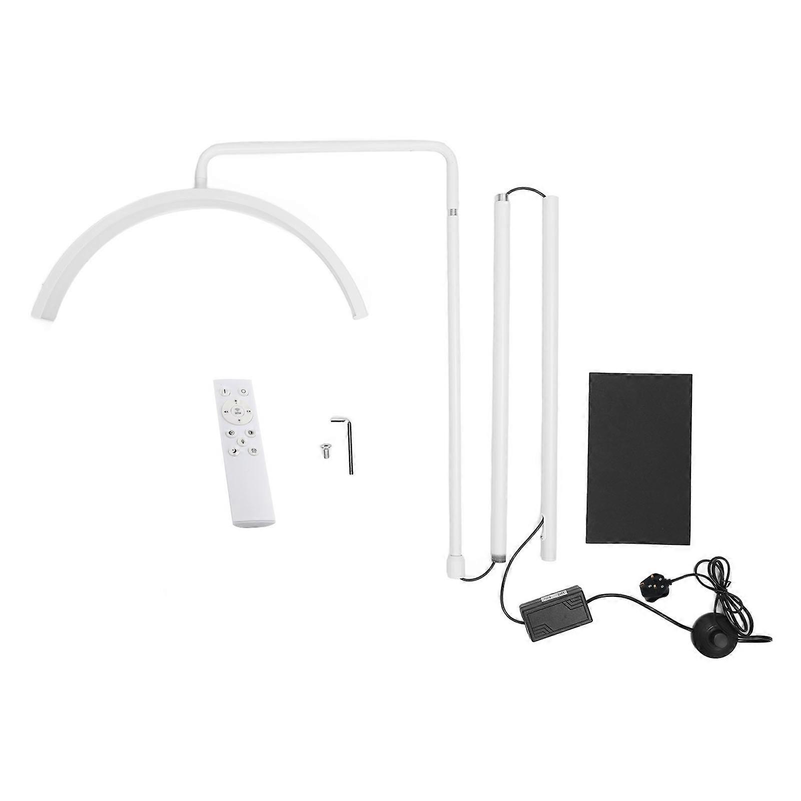 20in LED Half Moon Floor Light 3300K‑6500K Adjust Brightness Eyelash Beauty Lamp with Remote Control White 110‑240V UK Plug