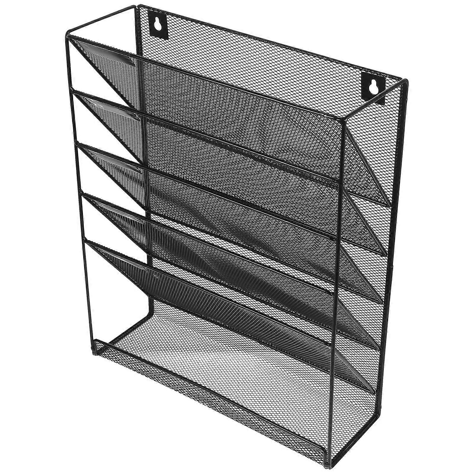 Mail Organizer Wall Mounted File Holder for Office Use Black Iron