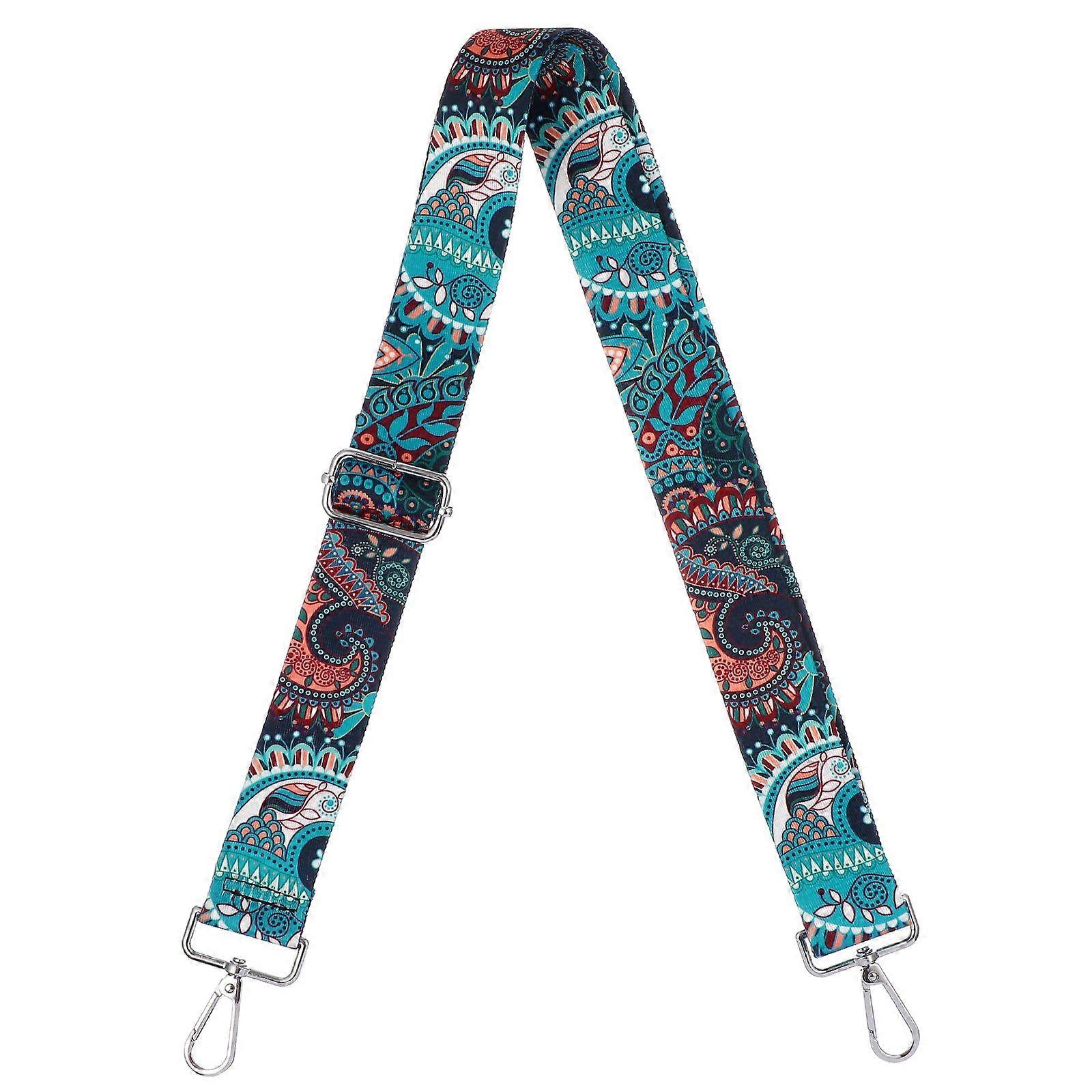 Ethnic Style Adjustable Length Handbag Strap Purse Strap Replacement Strap Crossbody Strap (Blue)