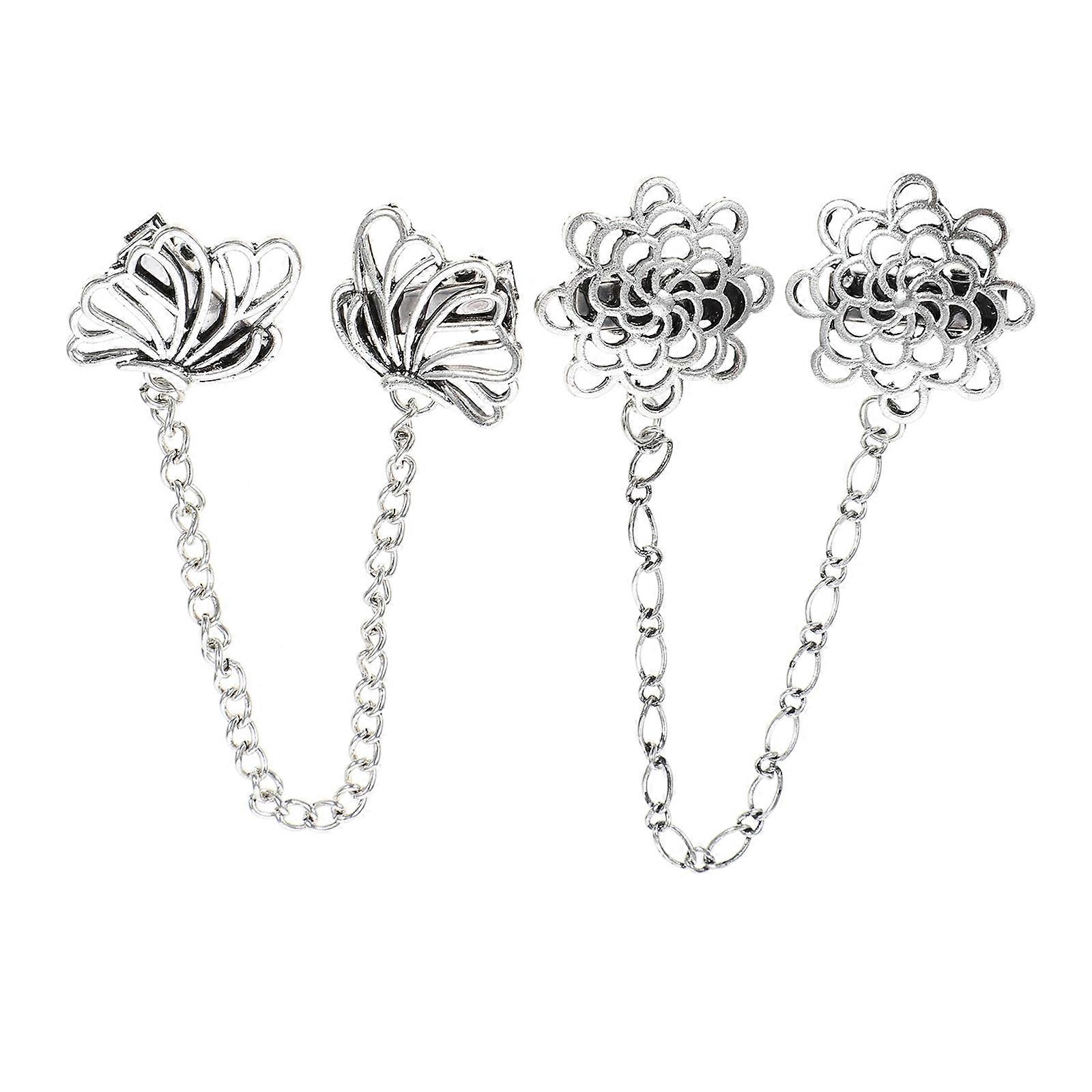 2pcs Collar Pins Elegant Zinc Alloy Brooches for Decor Silver Color Simple and Durable 0.5in