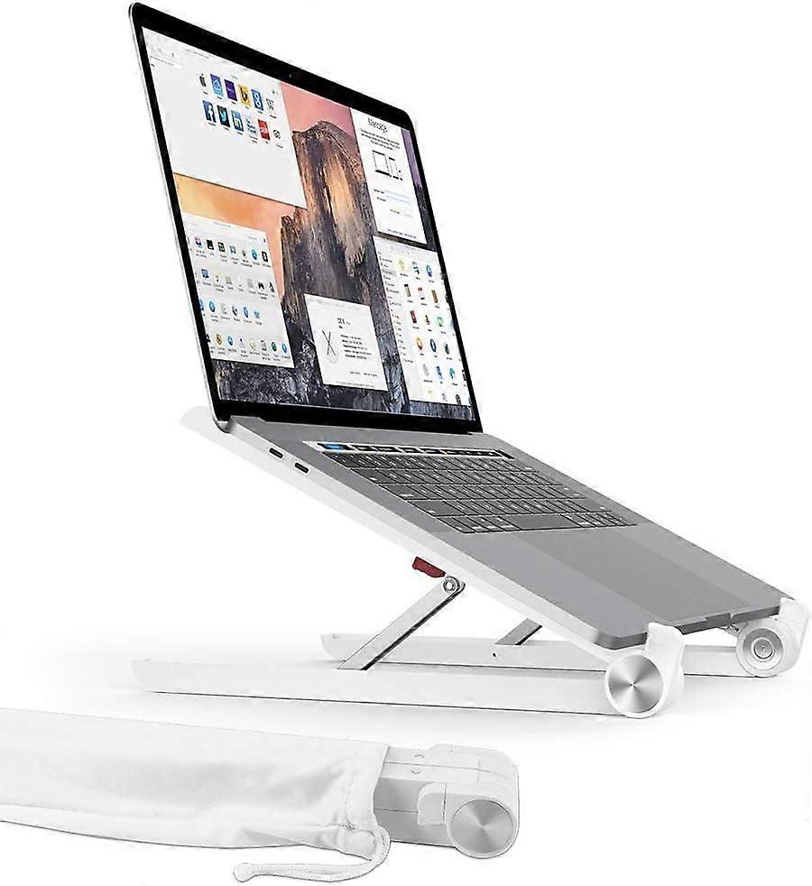 Desktop Organizer Laptop Stand, Multi-Angle Height Adjustable, Foldable Stand, White