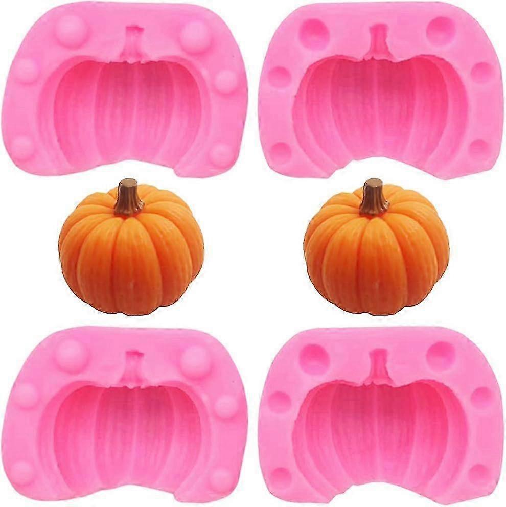 3D Pumpkin Silicone Mold, 2 Pairs Reusable Candle Mold with Non-Stick Effect for Candy Baking Cake Decorating Soap Halloween Thanksgiving Ch