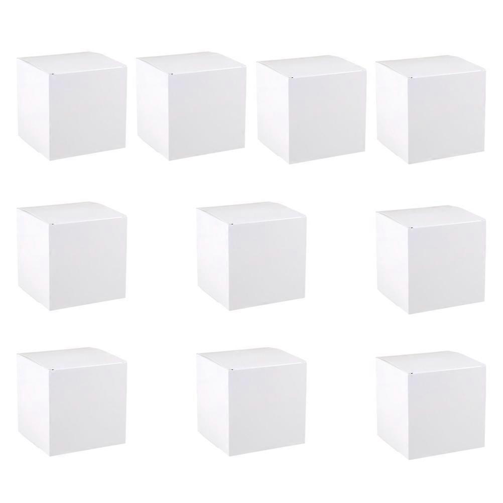 10pcs White Square Gift Boxes Folding Carton for Craft Cupcake Packaging