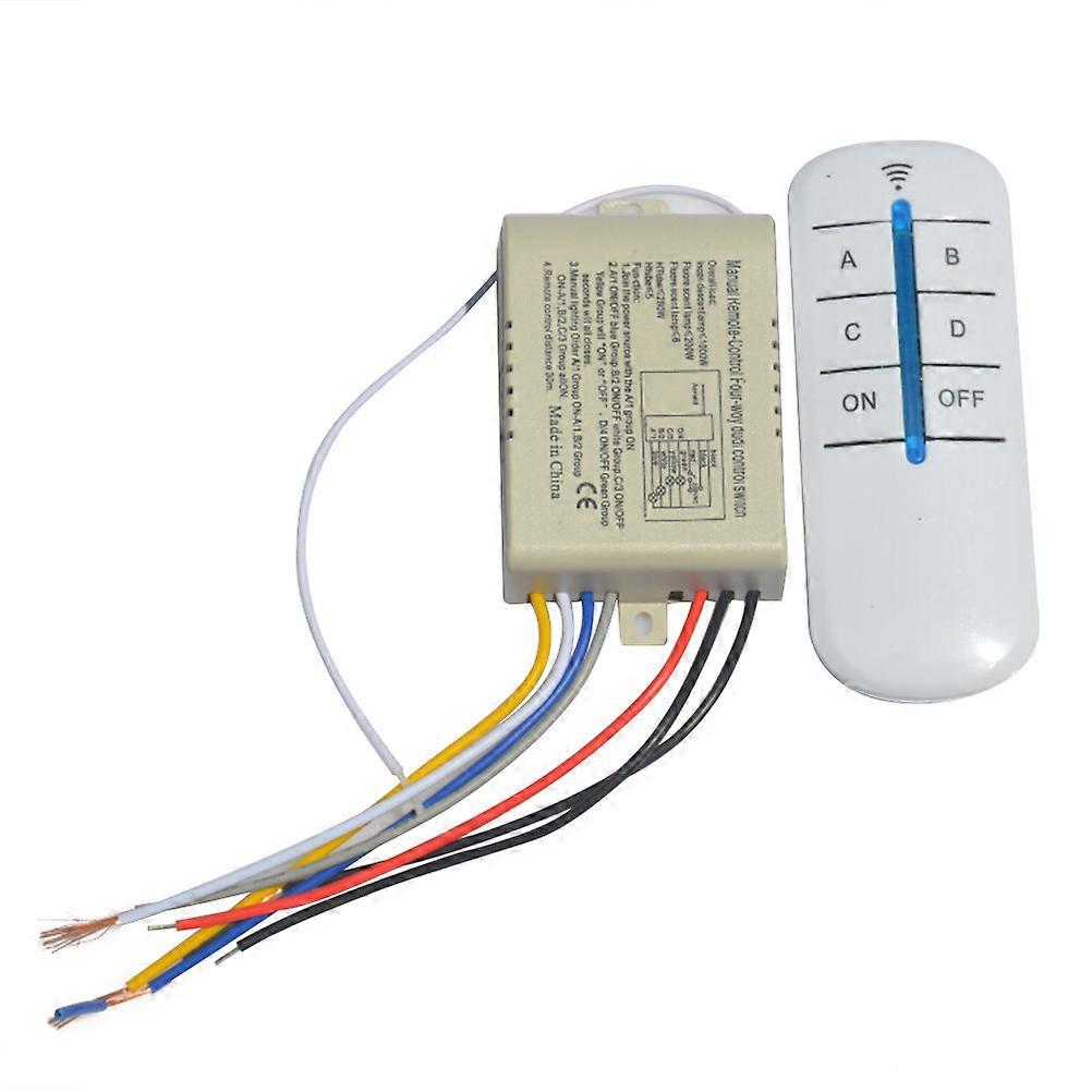 Digital Wireless Switch 4 Channel Remote Control for Indoor Use Lamp LED Light Fluorescent Lamp White 1Set