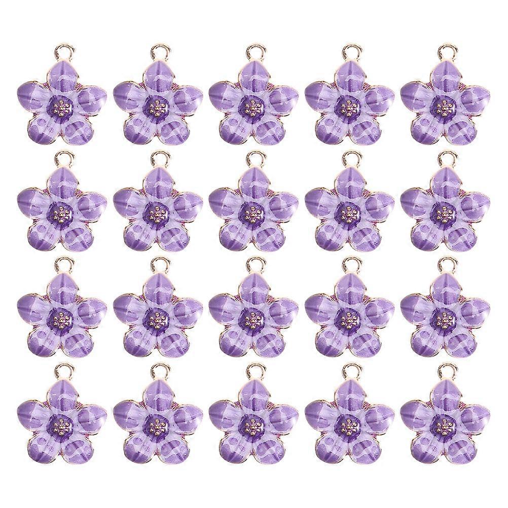 Durable Fade-Resistant Cherry Blossom Pendant Purple Alloy Material Diy Enthusiasts Beginners Bracelets Necklaces Earrings 20Pcs
