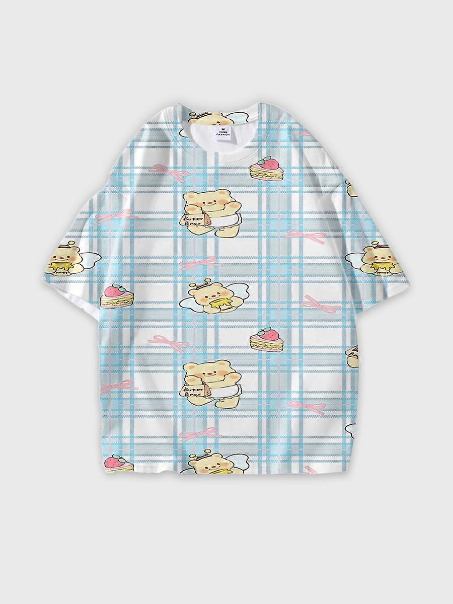 T-shirt round neck Pattern loose short sleeve O210