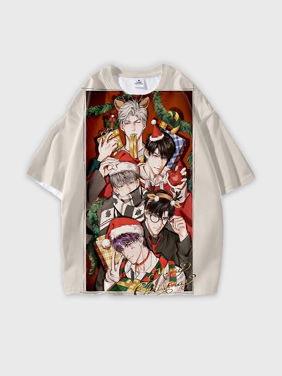 T-shirt round neck book Role Pattern loose short sleeve E2042