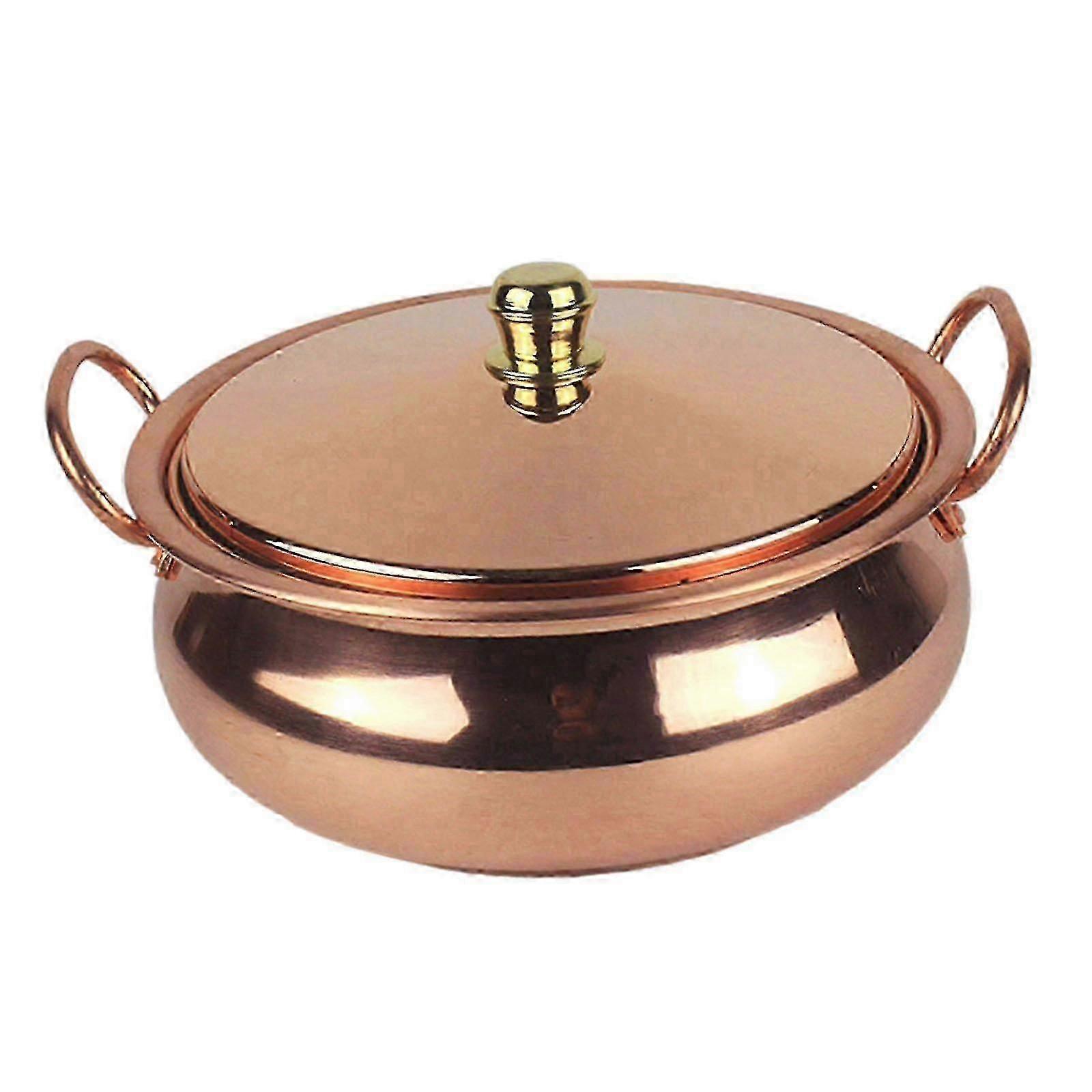 Pure Copper Stew Pan With Lid 18cm Durable Cookware For Professional Kitchen