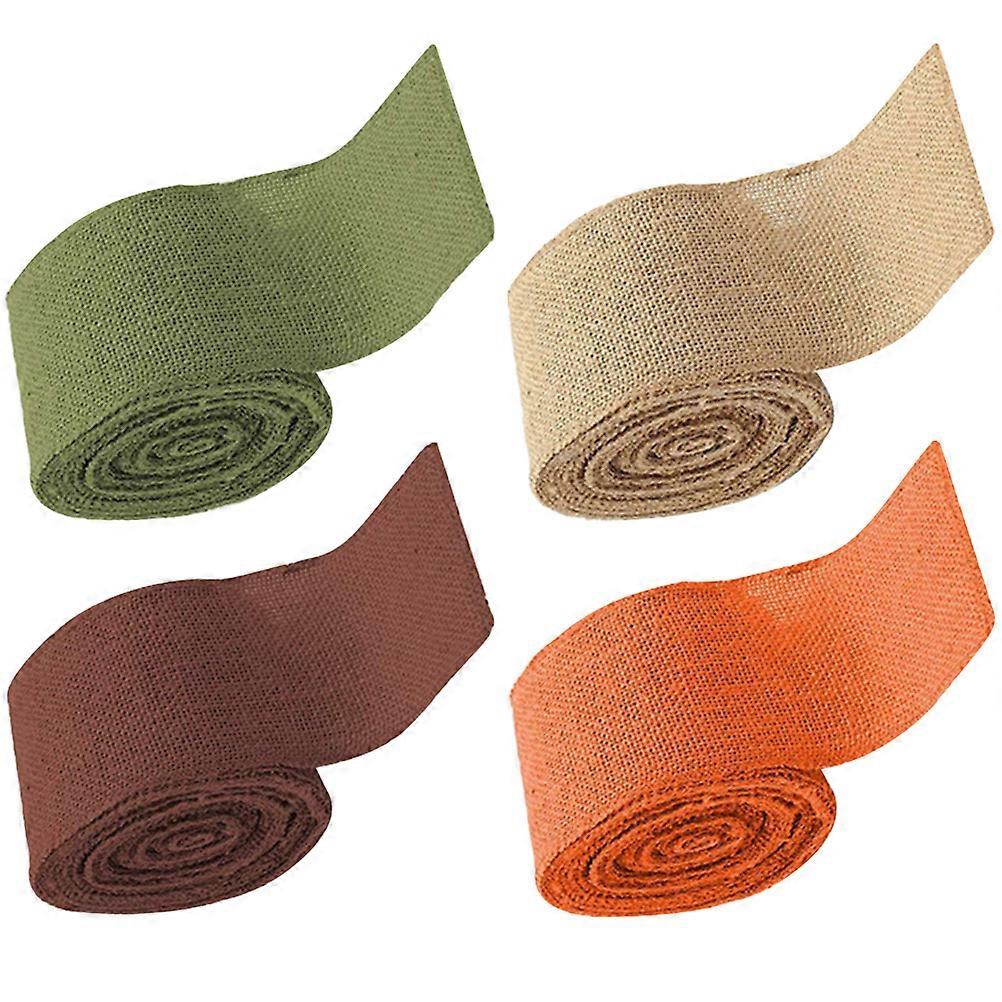 Multi-Function Present Ribbon Cuttable Gift Ribbons Decorative For Parties Festivals Wrapping 4 Rolls Orange