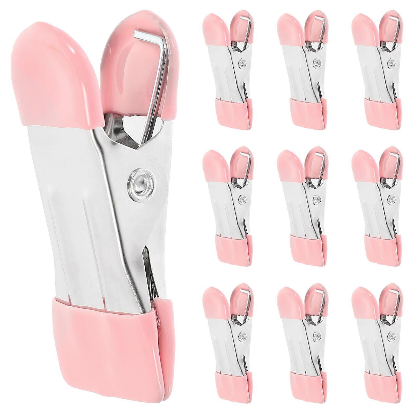 Pink Multipurpose clothespins for Outdoor Use Stainless Steel and Rubber Large Clamping Space 10pcs