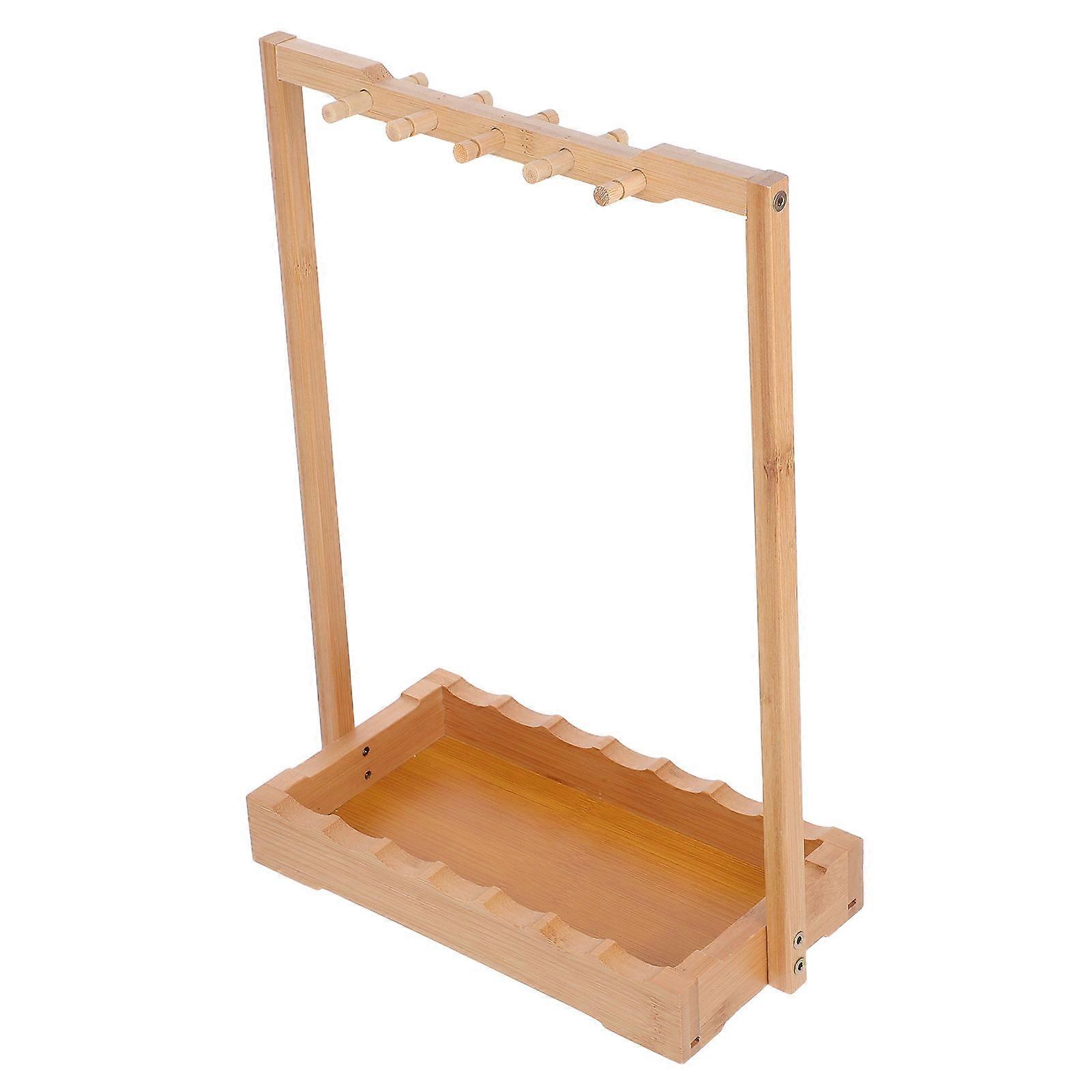 Traditional Calligraphy Brush Stand Pen and Brush Organization Bamboo Stand Chocolate Rectangular for Study Environment 1Pcs