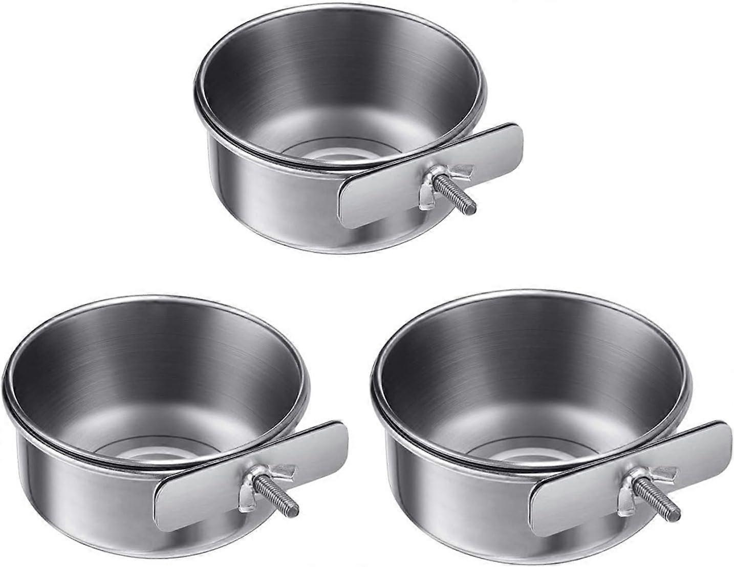 Vogelfutterspender 3er Set, Edelstahl Vogelnapf mit Klemmhalter, Becherhalter für Vogelkäfig Futterstation