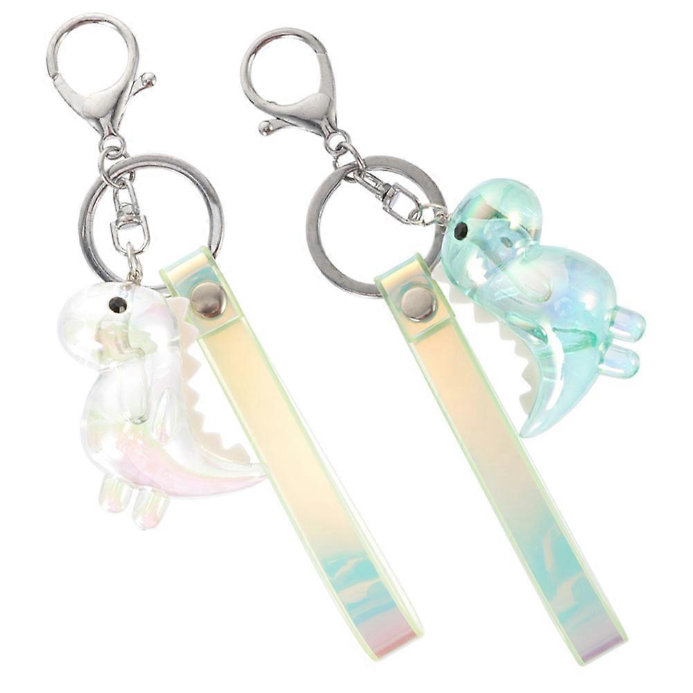 Dinosaur Keychain Decorative Bag Pendant Made of Metal Assorted Color Lightweight and Durable 2Pcs