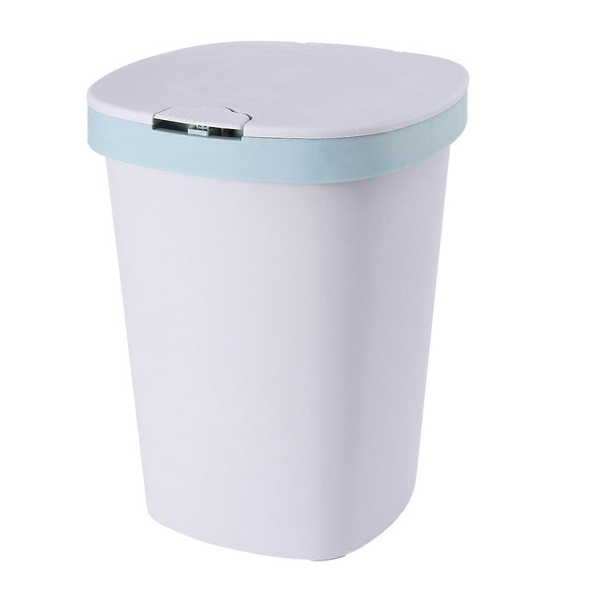 Skyblue Plastic Pushbutton Trash Can with Lid for Storage Large Capacity Size L