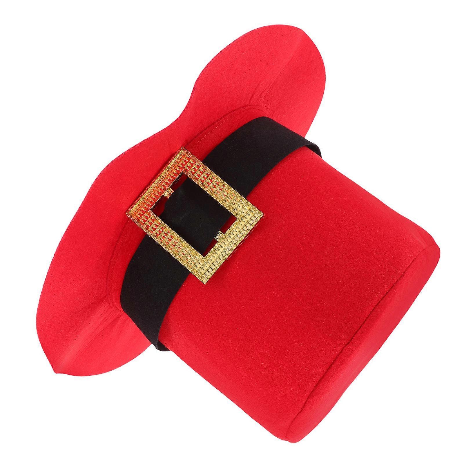 Unisex High Top Hat with Buckle – Stylish Holiday Accessory for Year Round Parties, Comfortable Fit, Red