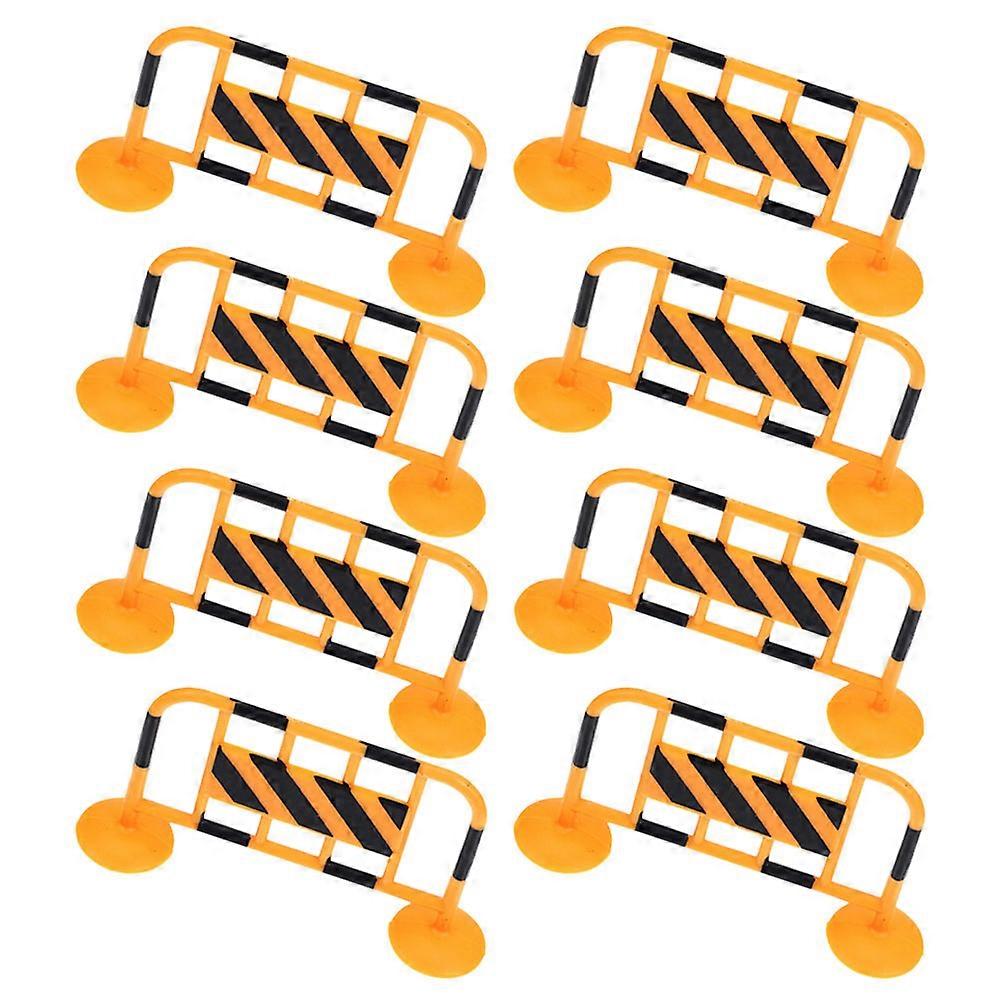 8pcs Miniature Traffic Fence Models Realistic Roadblocks for Sand Tables, Bright Orange Micro Landscape Barricades, Lightweight Decorative Traffic
