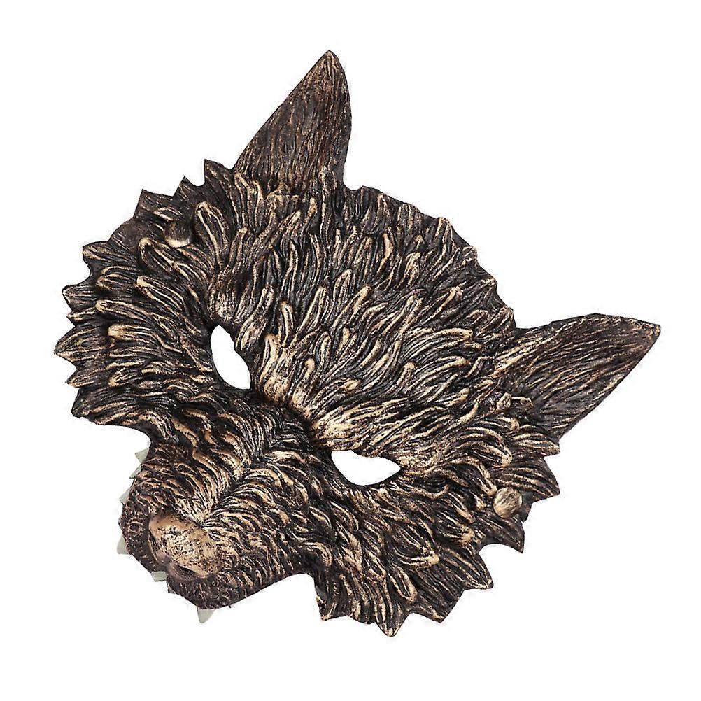 Halloween Wolf Style Mask Costume Accessory For Adults In Golden Color With 3D Realistic Appearance 1Pack