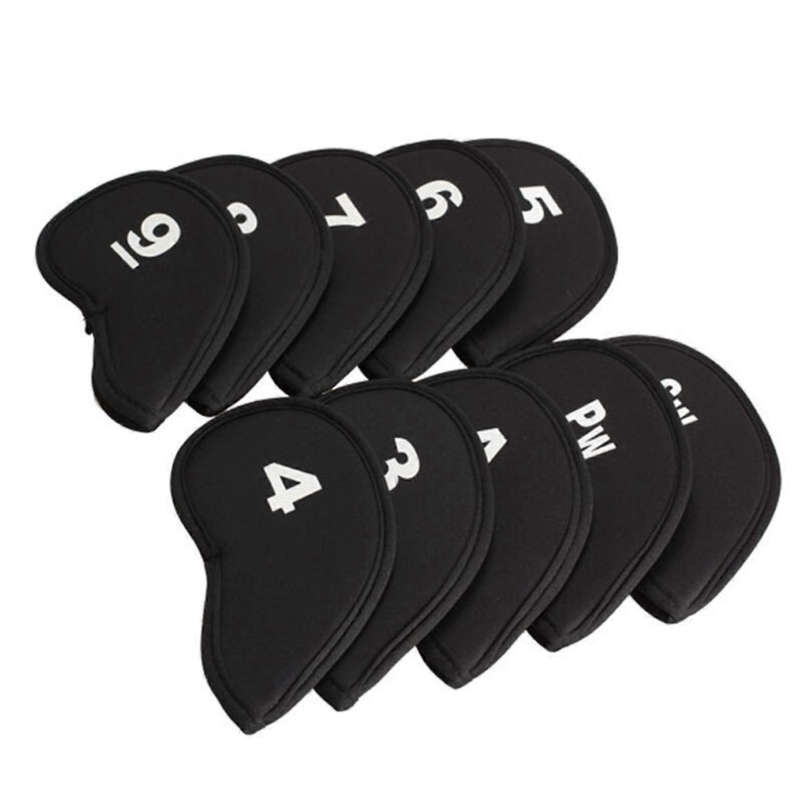 Golf Head Covers 10 Pack Black Neoprene For Iron Sets And Putter Head Protectors