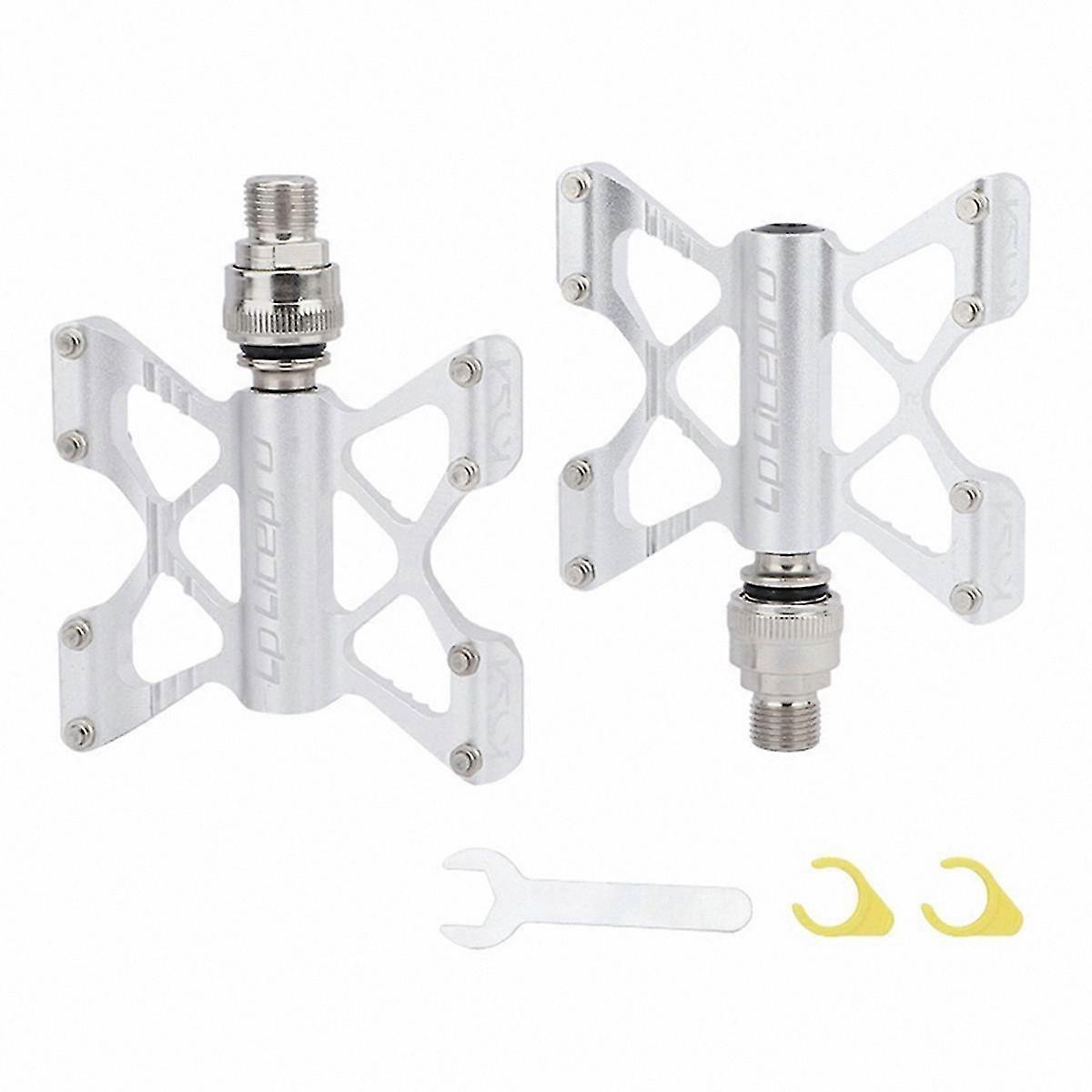 Silver Quick-Release Folding Bike Pedals for Bicycle Components