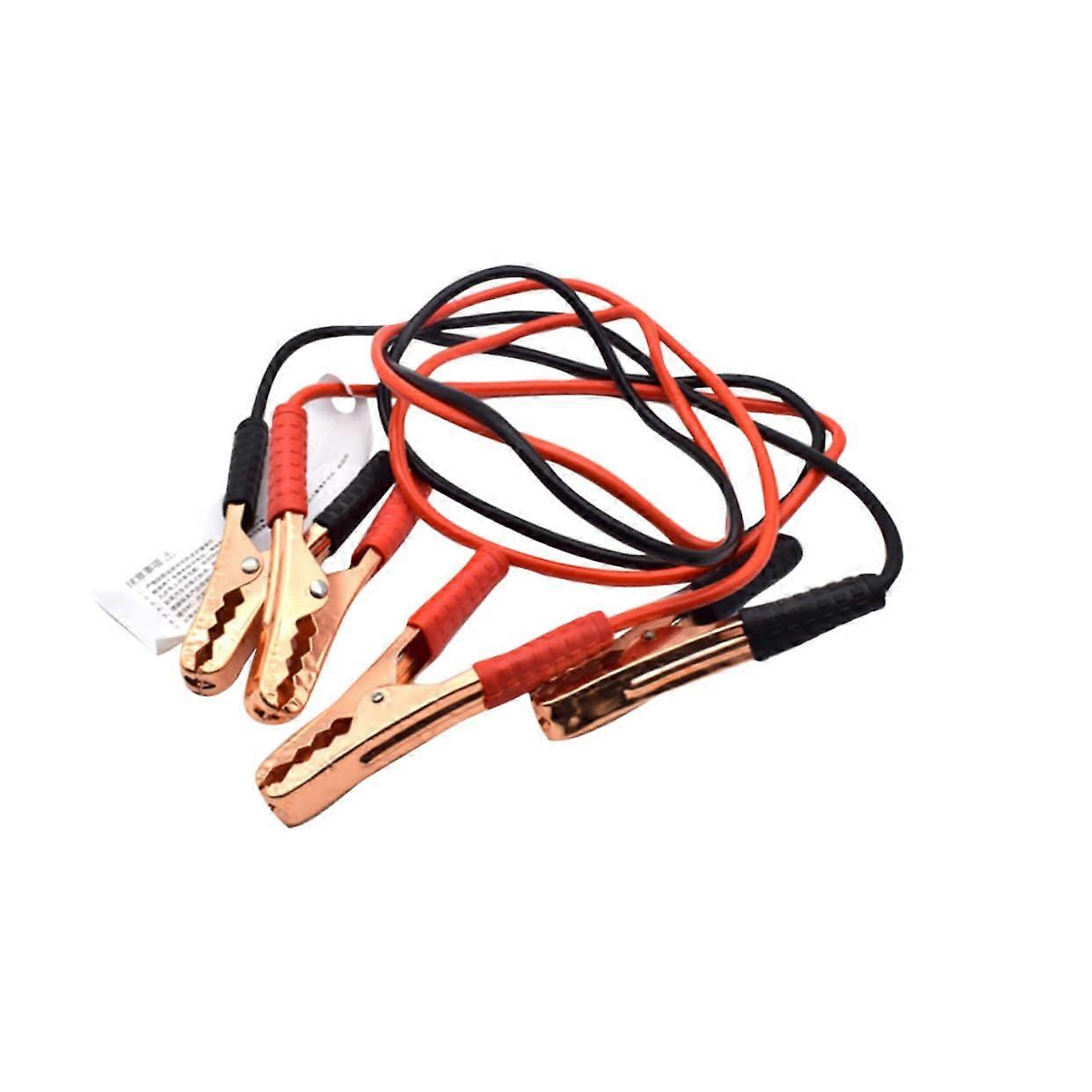 Emergency jump start cable with copper clamps, power supply cable for car battery, black and red for vehicle emergencies and generator connections.