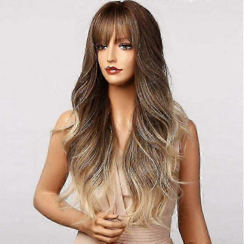 Gradient color middle parted bangs big wavy long curly hair