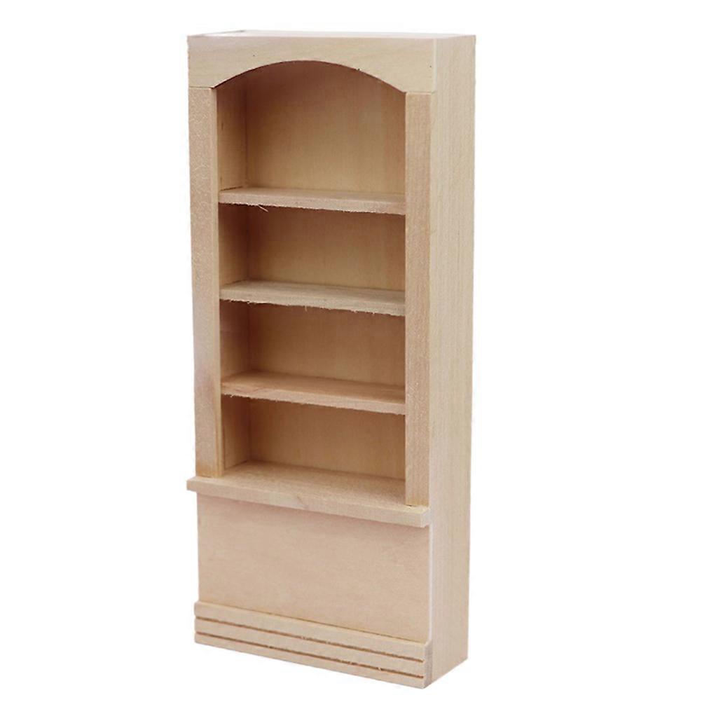 Cute Mini Wooden Bookshelf for Decor Khaki Color Tiny Bookshelf for Doll House Furniture 4.5 Inches