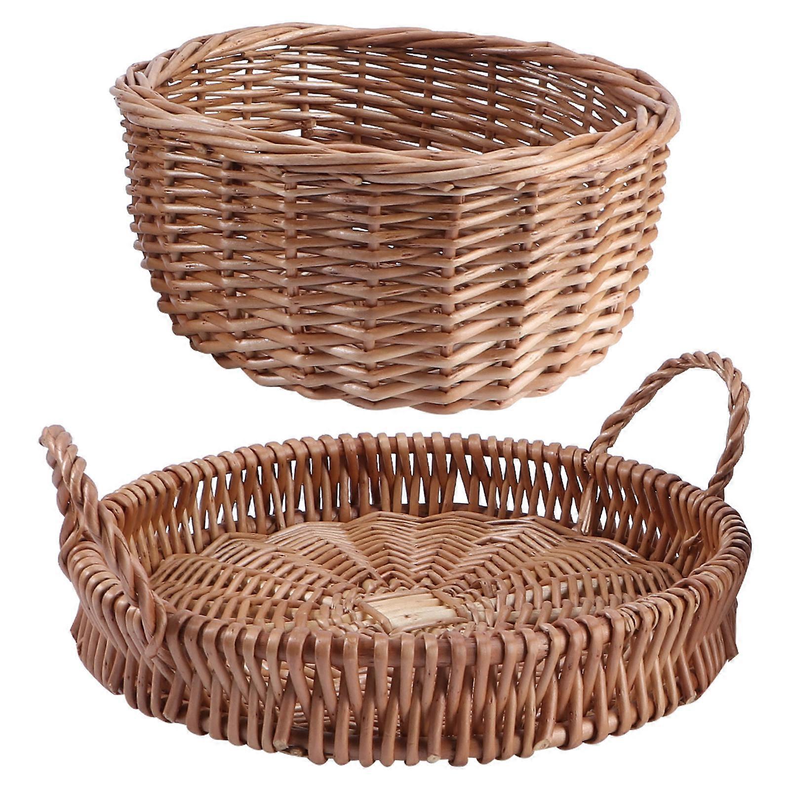 Rattan Woven Plate for Home Use Brown Synthetic Material 1 Pc 7 Inch Diameter
