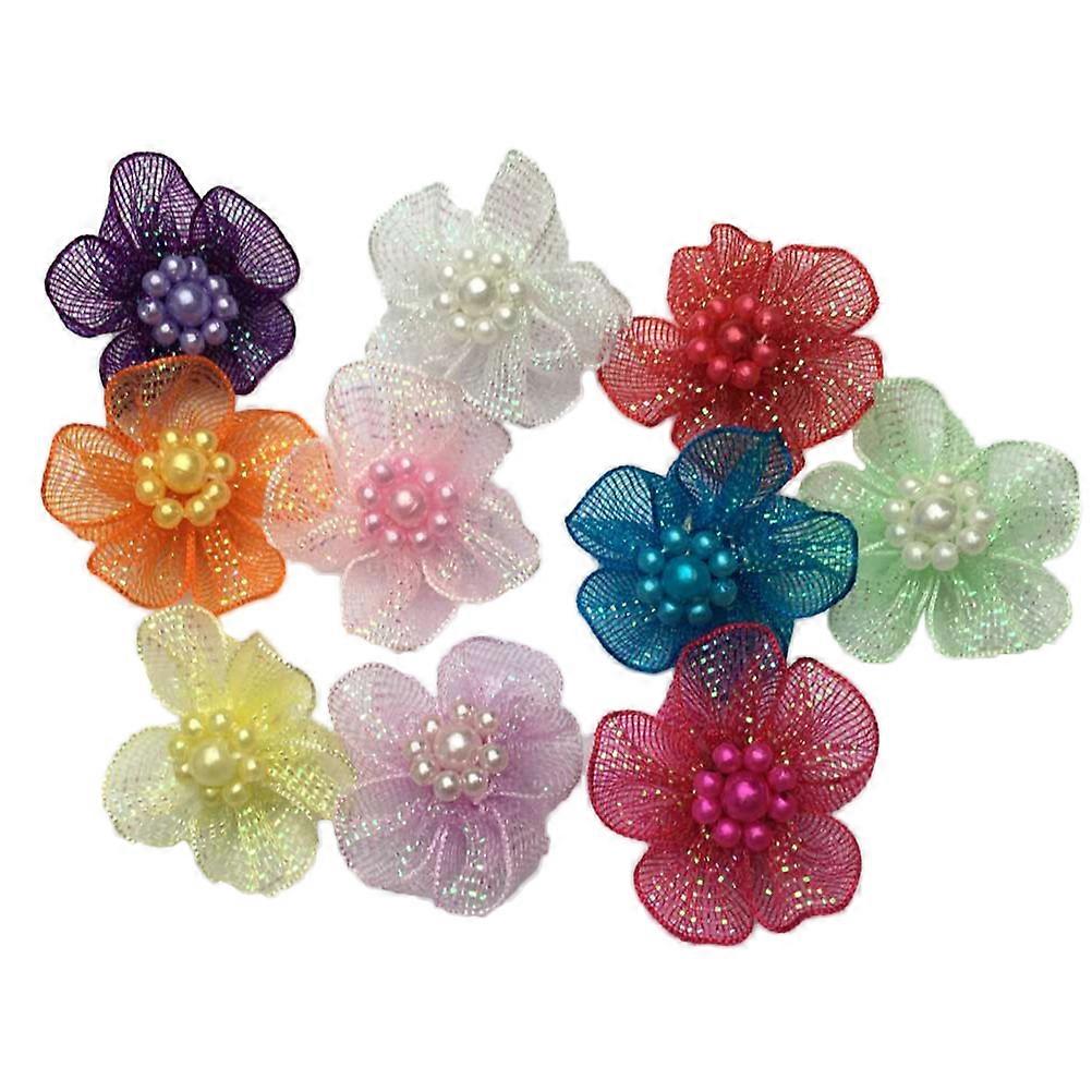 Flower Crafts 40Pcs Assorted Color Yarn Simulation Flower Suitable For Christmas Party Wedding Occasion