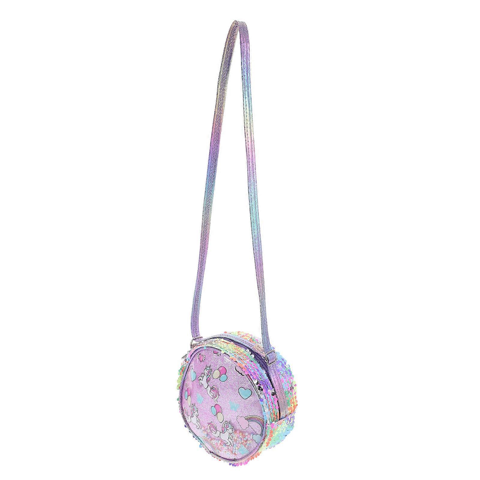 Colorful Unicorn Design Lightweight Sequined Bag Storage Pouch For Kids Daily Use 1Set