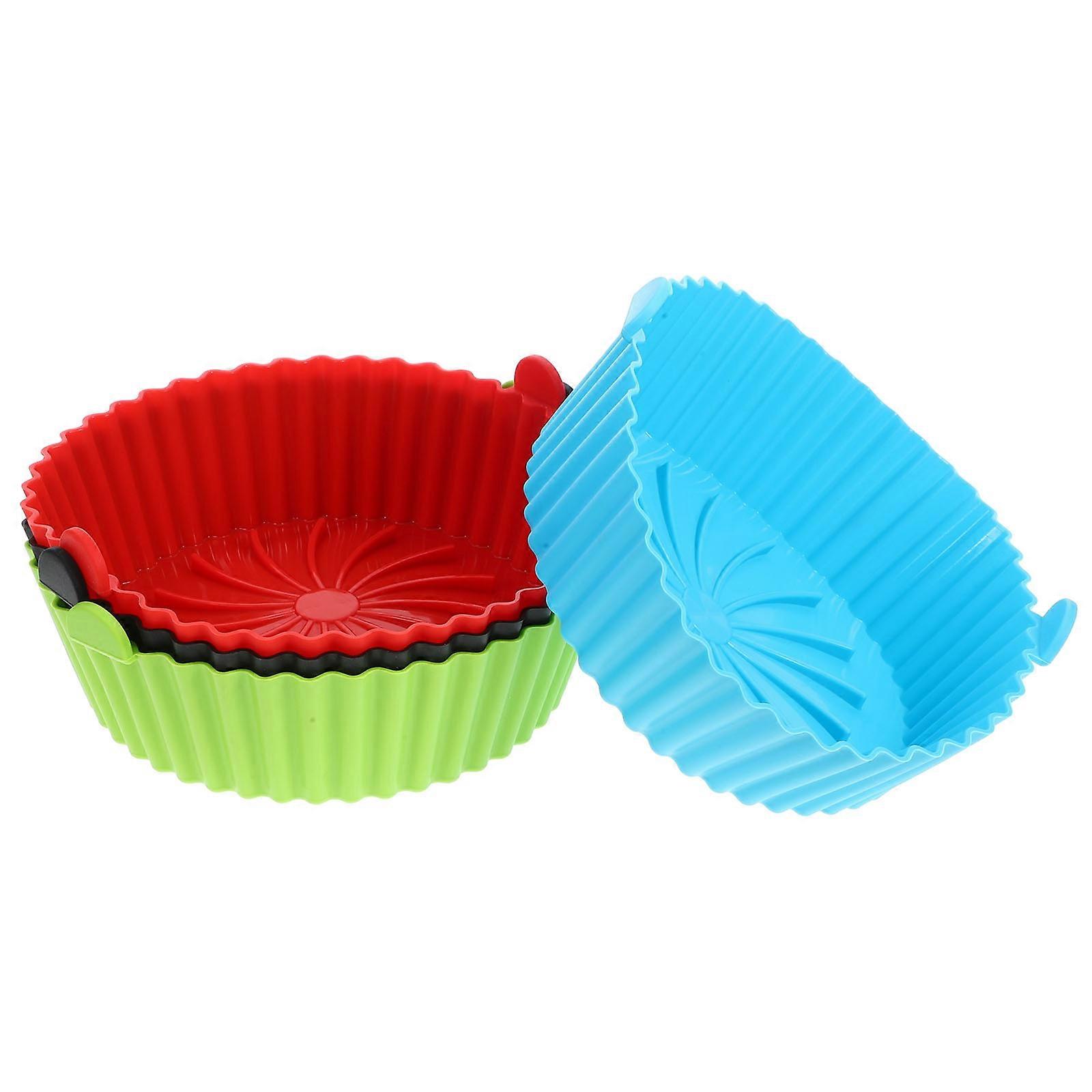 4pcs Reusable Silicone Baking Trays for Air Fryers – Non Stick Round Mats for & Cleaning