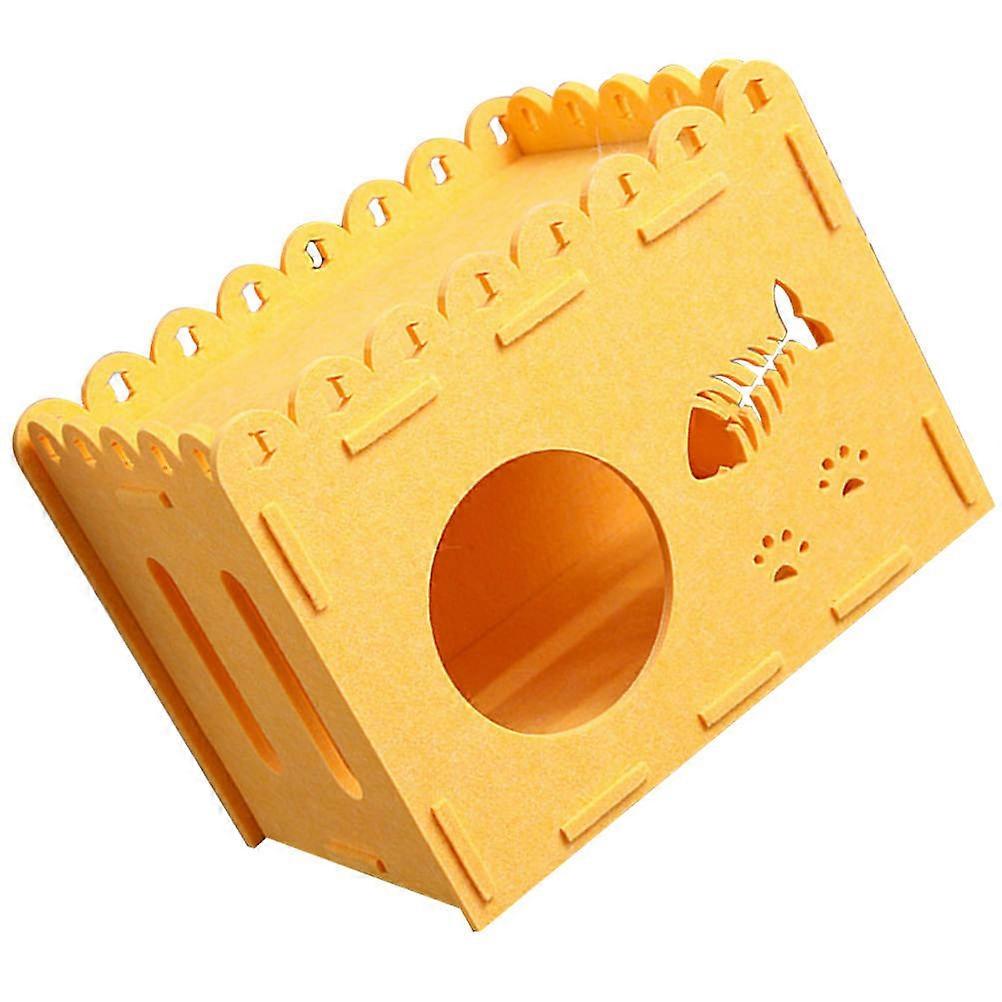 Creative Yellow Felt Cat House Detachable for Indoor Outdoor Use with Storage Option
