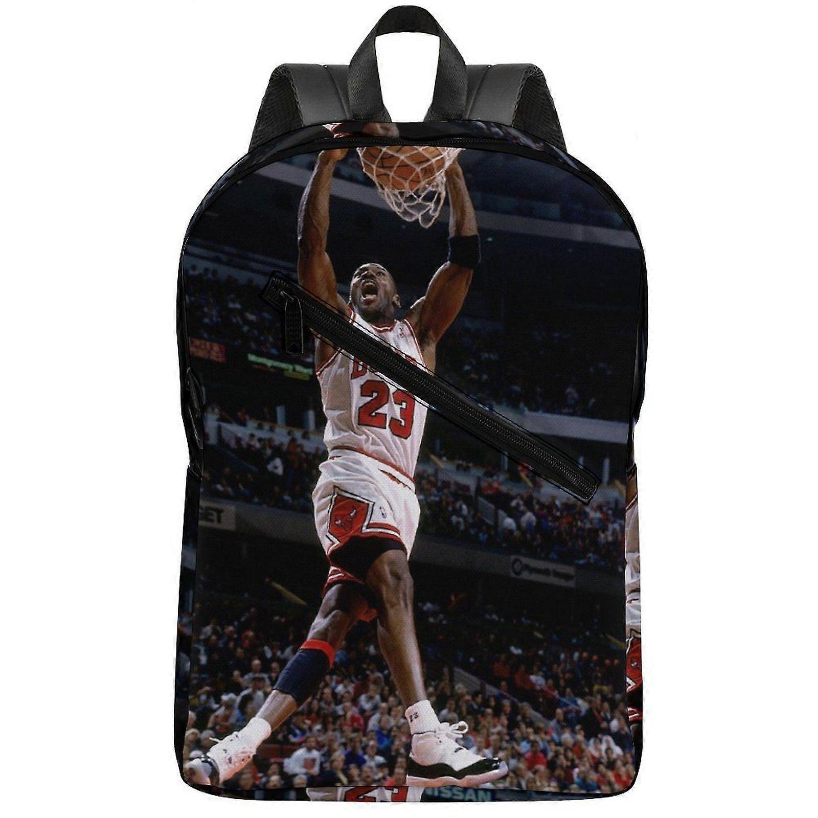 w3314 Michael Jordan Ergonomic Semi-Full Print Backpack with Spacious Compartments and Soft Padding for Comfort u3314
