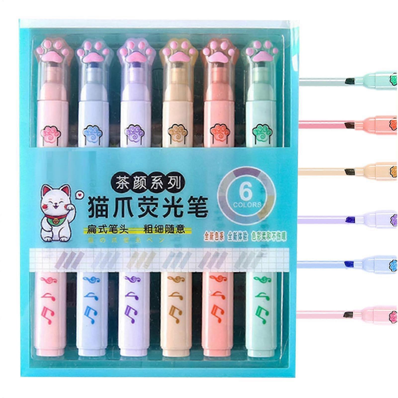 Portable quickdrying highlighter and pen set in cute colors – for notes.