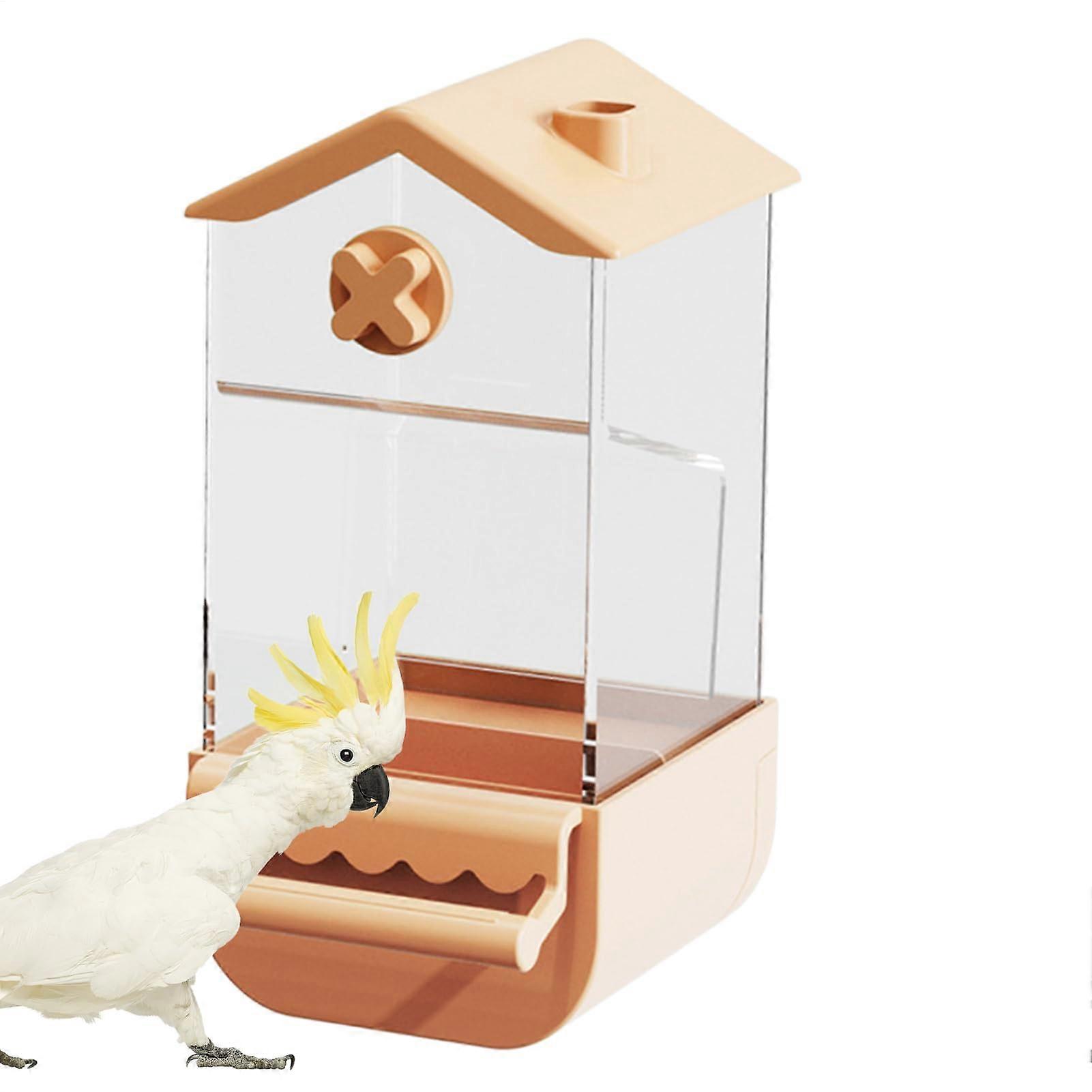 Automatic Bird Feeder for Cages SplashProof Budgie Feeder, SplashProof Food Container for Large Parakeets, Lovebirds, and Budgies, Yellow Ref: 1213