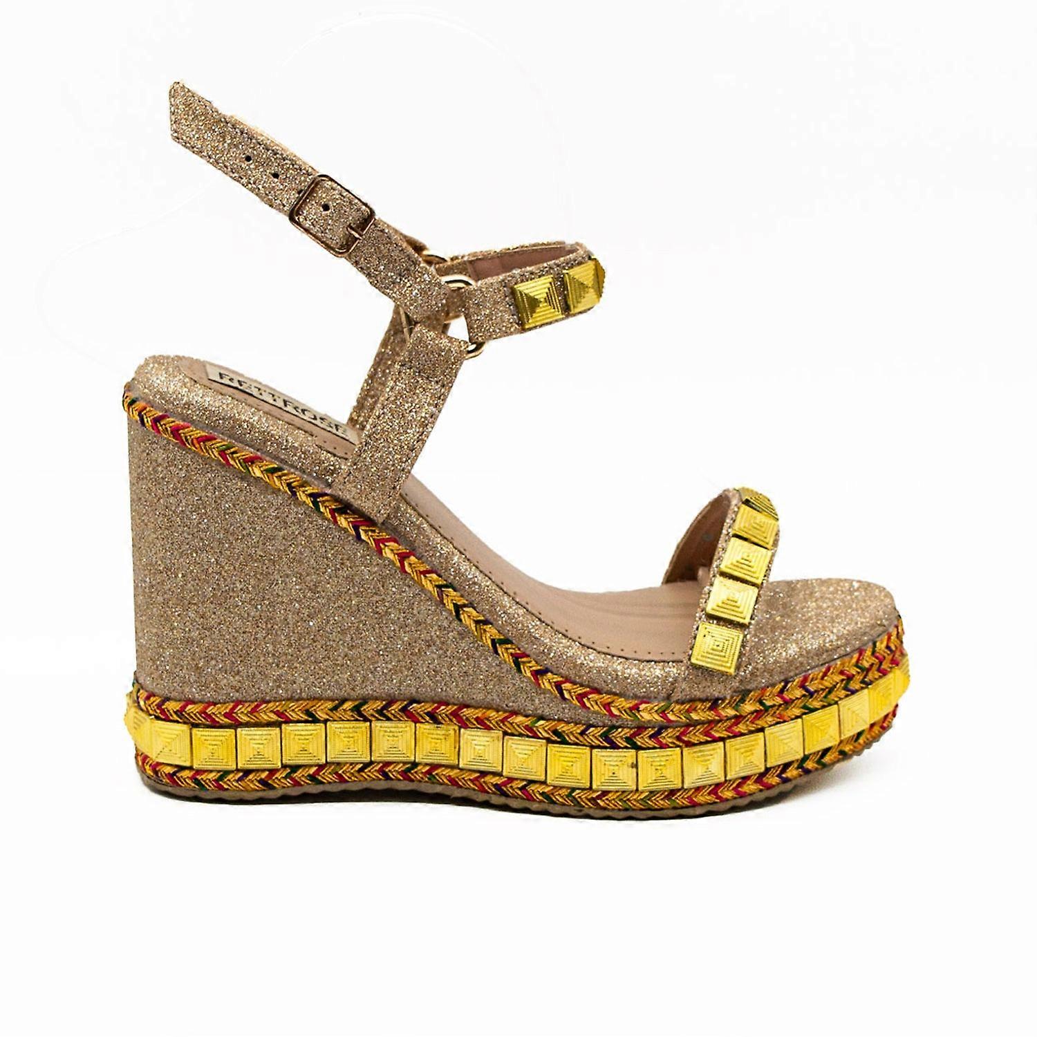 Rettrose rosalie beige luxury women’s synthetic wedge heels – hand embellished beige high heel sandals