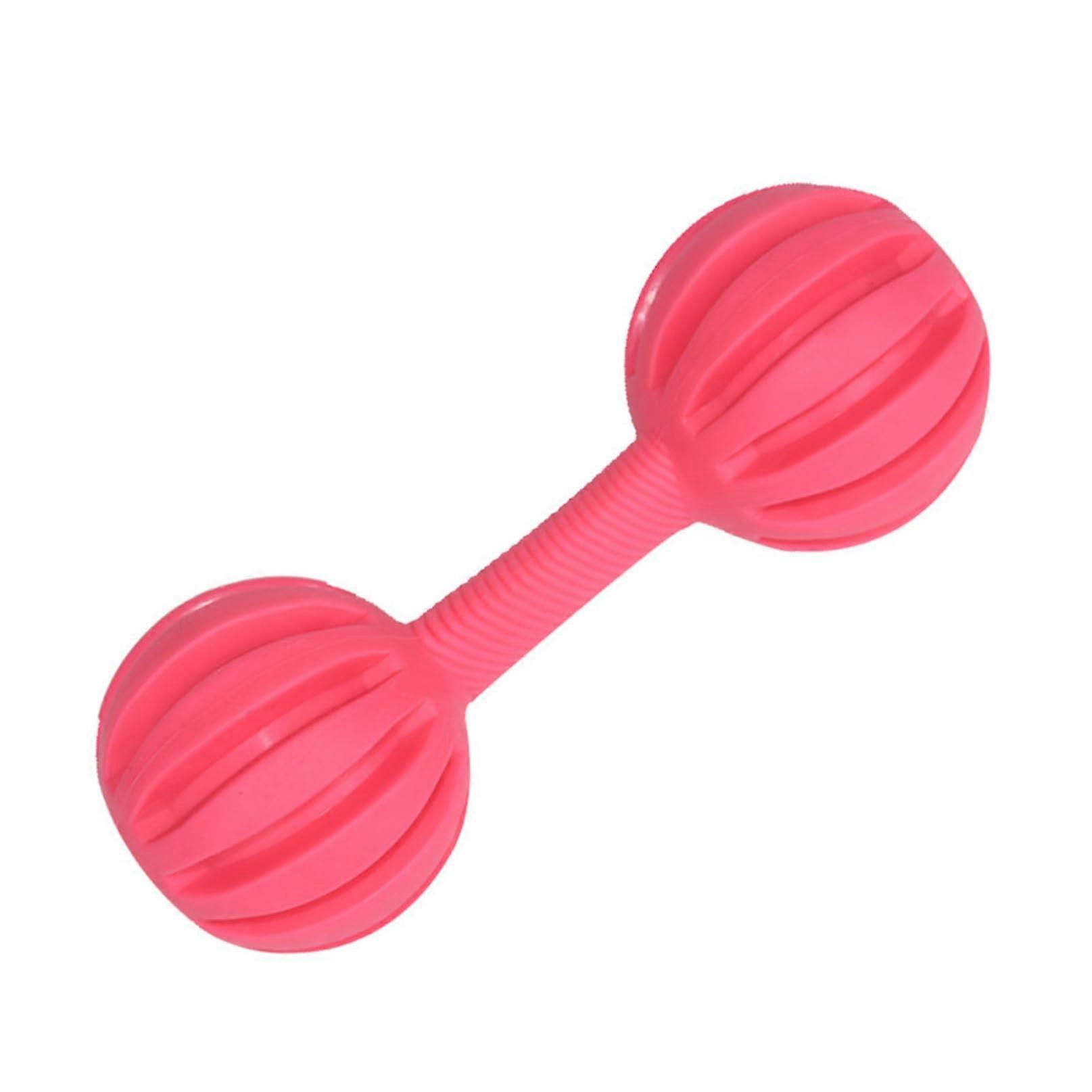 Durable Dog Chew Toy With Bell Barbell Shape For Aggressive Chewers Puppy Teething Interactive Hot Pink One Size