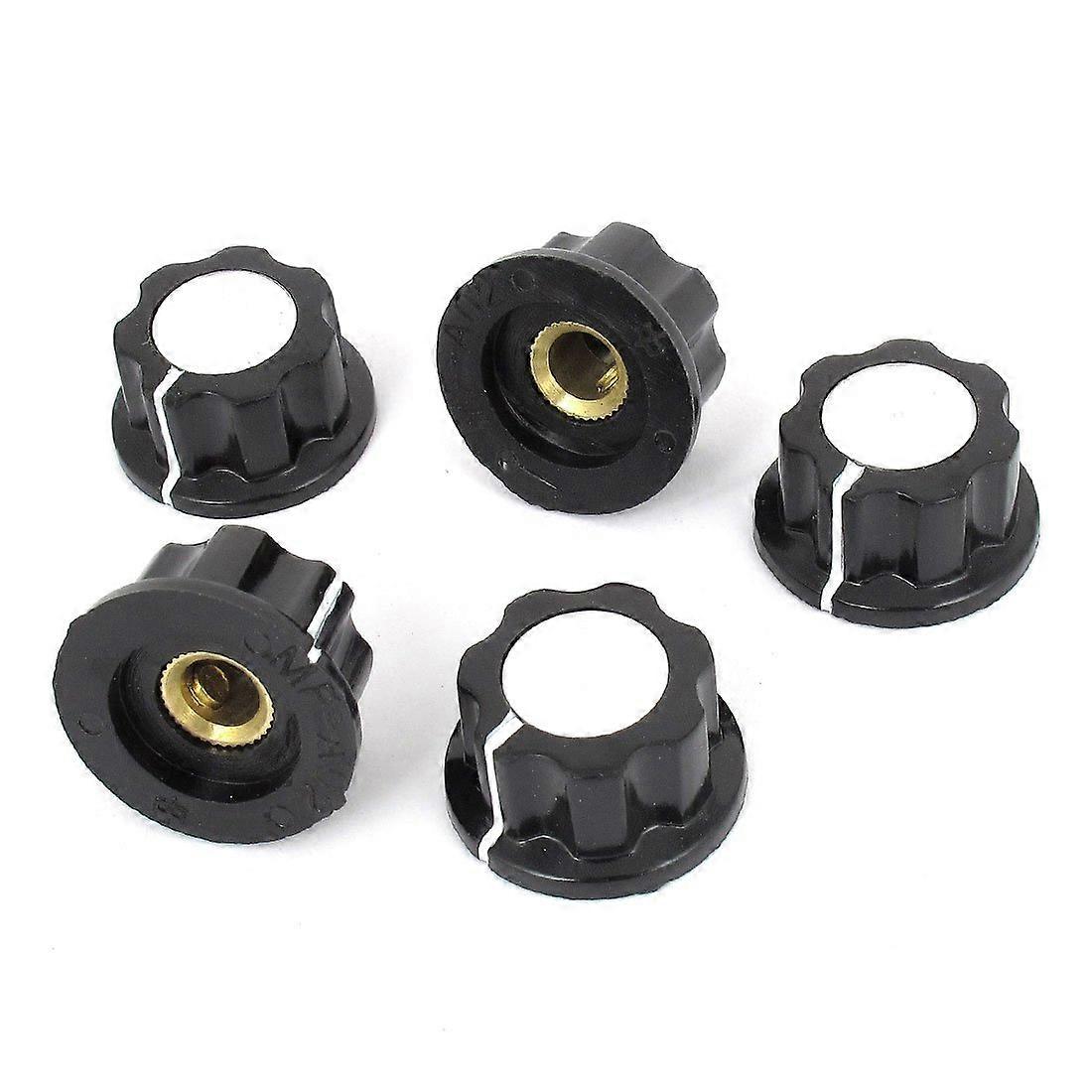 Sourcing Map 19mm Top Diameter 6mm Shaft Insert Potentiometer Knob, Rotary, Adjustable, Silver/Black, 5-Piece