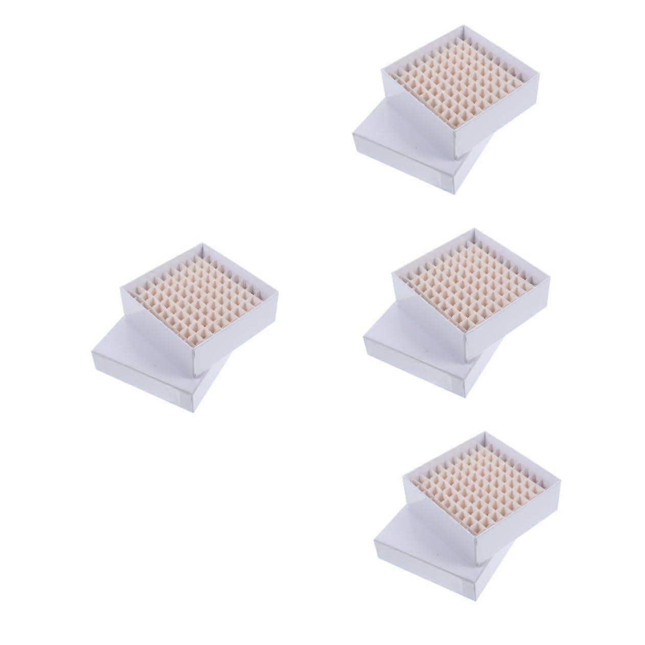 Microcentrifuge Tube Cryogenic Storage Box 4pcs Sample Holder 13.10x13.10x5.00cm White Easy Identification Lab Use